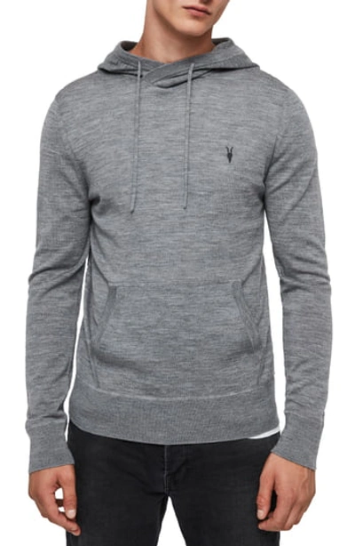 Allsaints Mode Merino Hooded Sweatshirt In Grey Marl