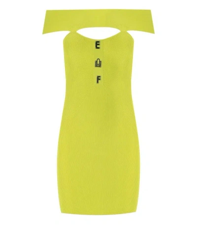 Elisabetta Franchi Cedar Knitted Cut-out Dress In Gelb