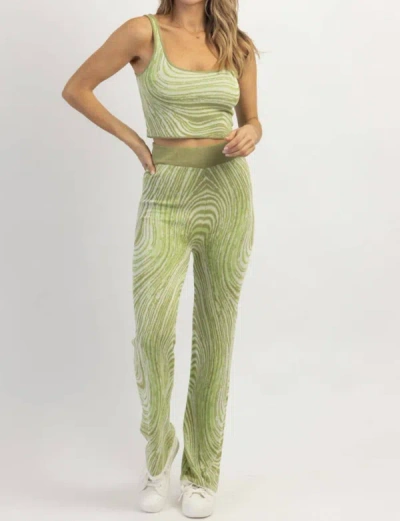 Fore Abstract Print Knit Pant Set In Green