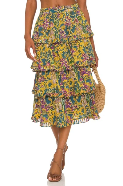 Cleobella Lana Midi Skirt In Indo Block Print In Multi