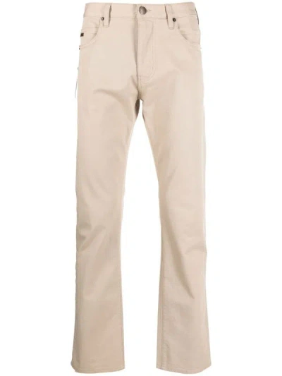 Emporio Armani Cotton Trousers In Beige