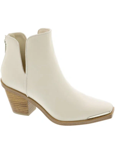 Yellowbox Valeska Womens Western Bootie Block Heel Ankle Boots In White
