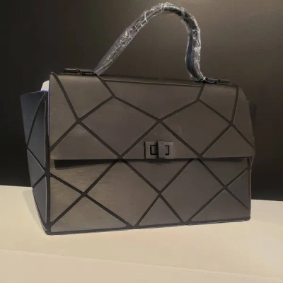 Patrizia Luca Geo Lock Front Tote In Black In Grey