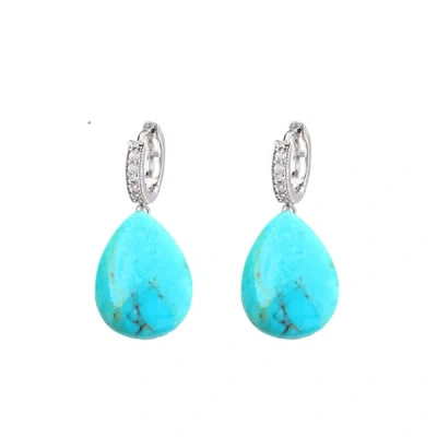 Liv Oliver Silver Turquoise Pear Drop Earrings