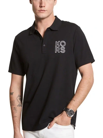 Michael Kors Mens Cotton Logo Polo In Black