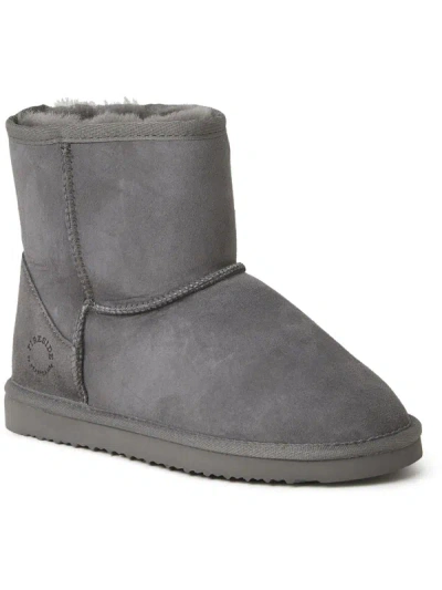 Fireside By Dearfoams Womens Suede Slip On Winter & Snow Boots In Grey