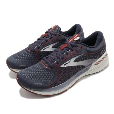 Brooks Men's Adrenaline 21 Running Shoes - D/medium Width In Peacoat/grey/red