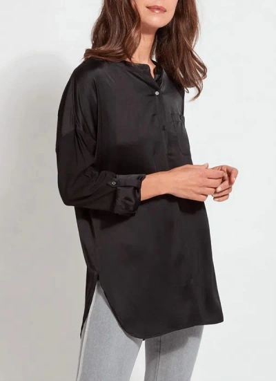 Lyssé Eco Satin Shirt In Black In Grey