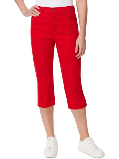 Gloria Vanderbilt Amanda Womens High Rise Straight Leg Capri Jeans In Red