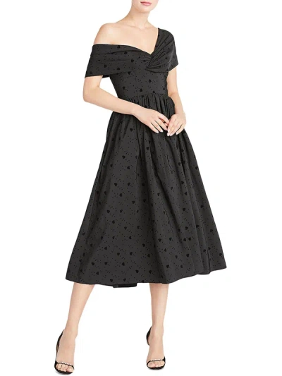 ml Monique Lhuillier Womens Hearts Asymmetric Evening Dress In Black