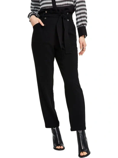 Bar Iii Womens Front Buttons Pockets Dress Pants In Black