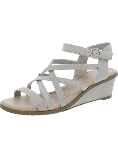 Dr. Scholl's Shoes Gemini Womens Faux Leather Snake Print Wedge Sandals In Grey