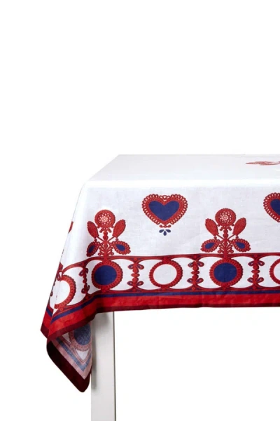 La Doublej Transylvania Large Linen Tablecloth In White