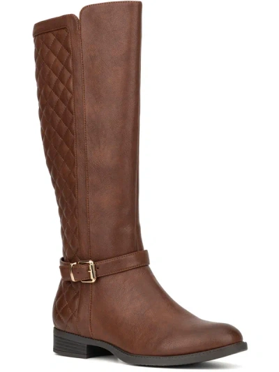 New York And Company Chelsea Womens Raised Diamond Pattern Zipper Shaft Chelsea Boots In Brown