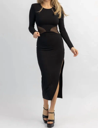 Fore Clean Lines Mesh Backless Midi Dress In Black