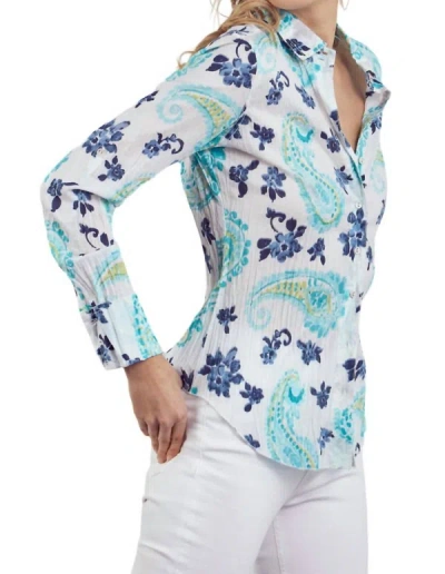 Cino Watercolor Paisley Shirt In Blue/white In Multi