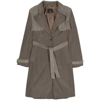 Suprema Contrast-panel Trench Coat In Green
