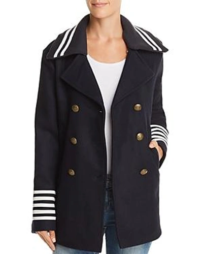 Aqua Striped-trim Peacoat - 100% Exclusive In Navy/white