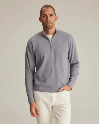 Naadam Café Cotton Cashmere Quarter Zip In Faded Denim