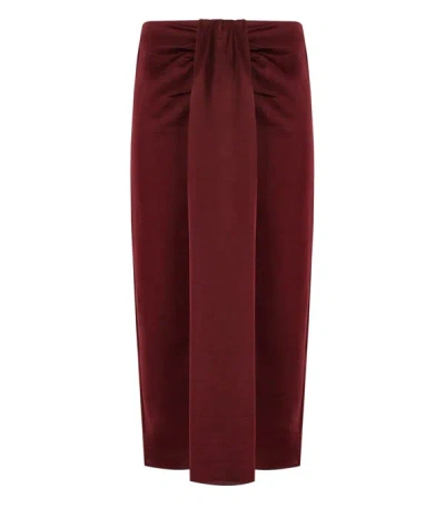 Essentiel Antwerp Fondue Burgundy Midi Skirt In Rot