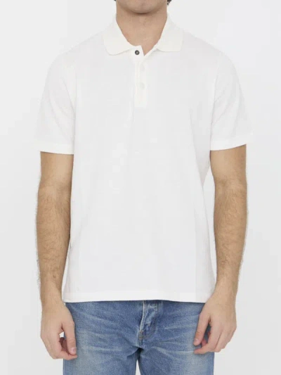 Fendi Ff Cotton Polo Shirt In Cream