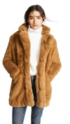 Apparis Sophie Faux Fur Coat In Chestnut