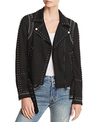 Aqua Studded Faux Suede Moto Jacket - 100% Exclusive In Black/silver