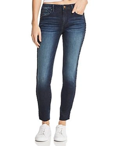 Aqua Braided-trim Skinny Jeans In Dark Wash - 100% Exclusive