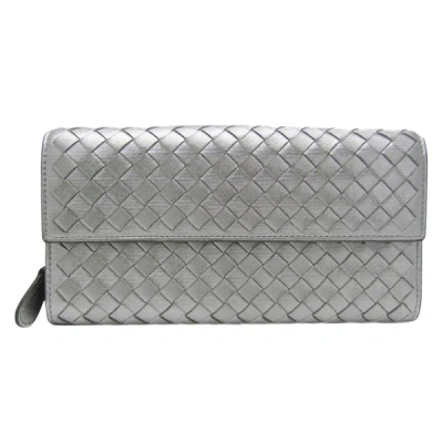 Bottega Veneta Intrecciato Silver Leather Wallet  ()