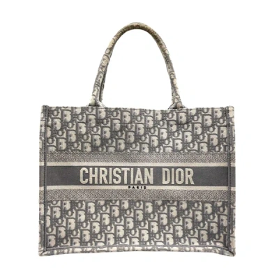 Dior Book Tote Grey Canvas Tote Bag () In Gray