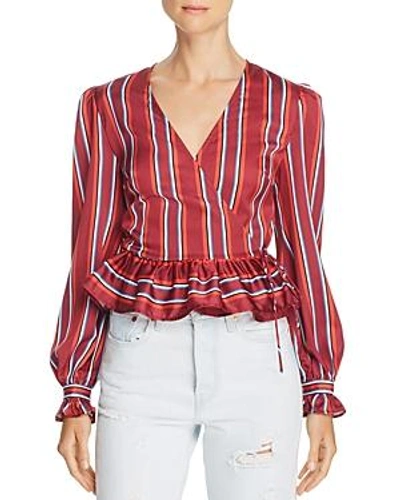 The Fifth Label Striped Wrap Top In Wine