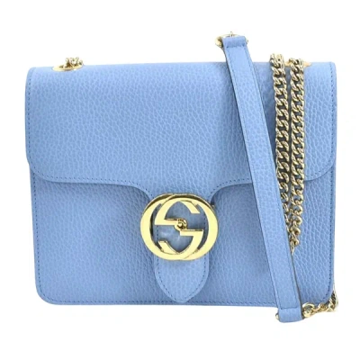 Gucci Interlocking Blue Leather Shoulder Bag ()