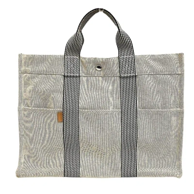 Hermes Hermès Fourre Tout Beige Canvas Tote Bag () In Gray