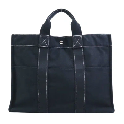 Hermes Hermès Fourre Tout Black Canvas Tote Bag () In Brown