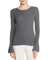 Tory Burch Liv Ribbed Merino Wool Sweater In Ashed Gray