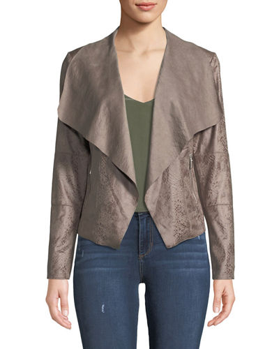 Bagatelle Draped Snake Embossed Jacket In Taupe Modesens