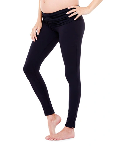 Ingrid & Isabel Maternity Active Leggings With Crossover Panel In Jet Black