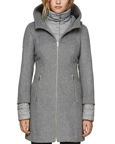 Soia & Kyo Rooney Hooded Mixed Media Coat In Ash