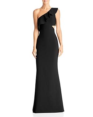 One Shoulder Long Gown with Ruffle Detail 741