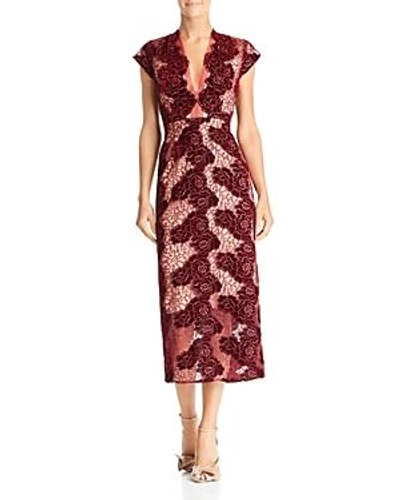 Sau Lee Angelica Embellished Dress In Burgundy