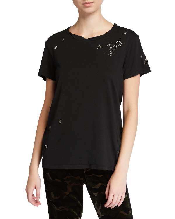 Pam & Gela Embroidered Constellation Tee In Black | ModeSens