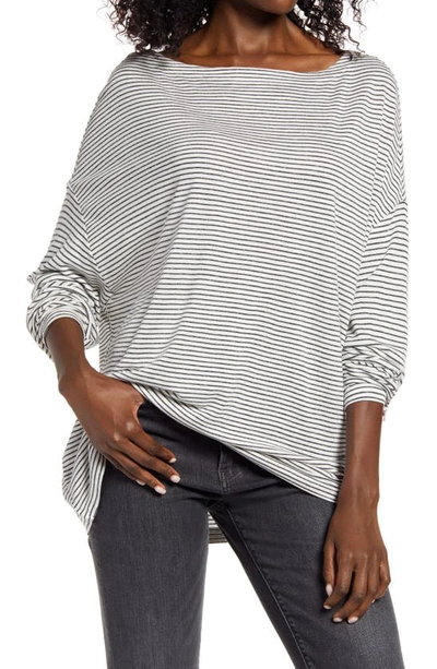 Allsaints Adelise Stripe Long Sleeve Cotton Tee In Black