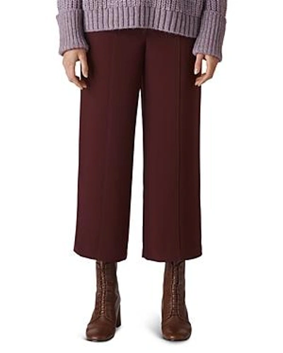 Whistles Seamed Cropped Wide-leg Pants In Burgundy