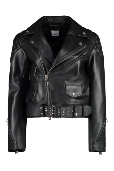 Burberry Calf Leather Jacket In Black