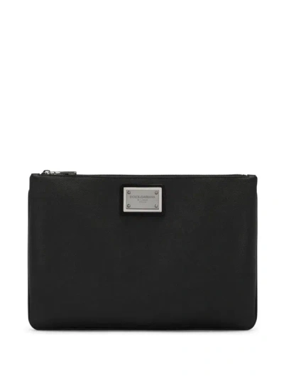 Dolce & Gabbana Clutch With Logo Plaque In Black