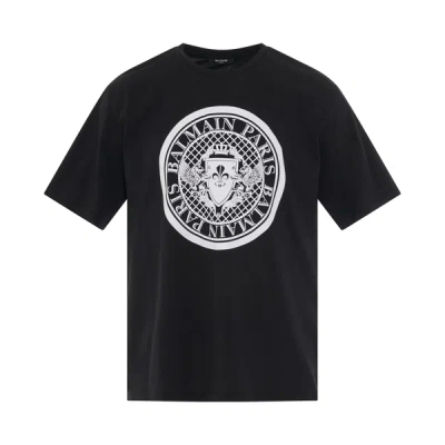 Balmain Coin Flock Straight Fit T-shirt In Black