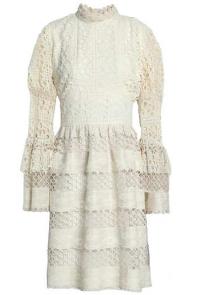 Anna Sui Ruffle-trimmed Guipure Lace Dress In Ivory