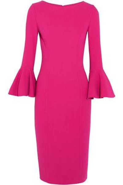 Michael Kors Collection Woman Fluted Stretch-wool Dress Fuchsia