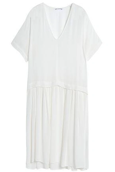 James Perse Pleated Gauze Midi Dress In White