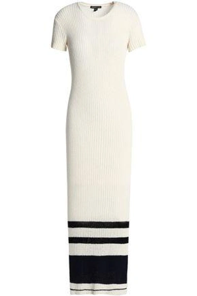 James Perse Woman Striped Ribbed Cotton-blend Maxi Dress Ivory